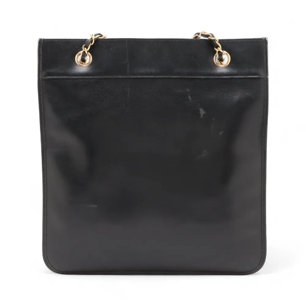 Authentic CHANEL vintage flat black lambskin mini tote - Picture 3 of 16